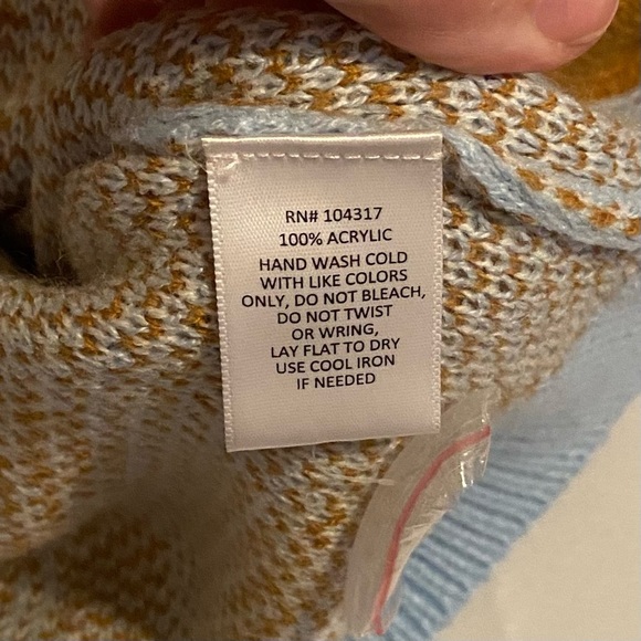 Derek Heart Sz L Blue and Brown Floral Mushroom Cropped Sweater - Picture 7 of 7